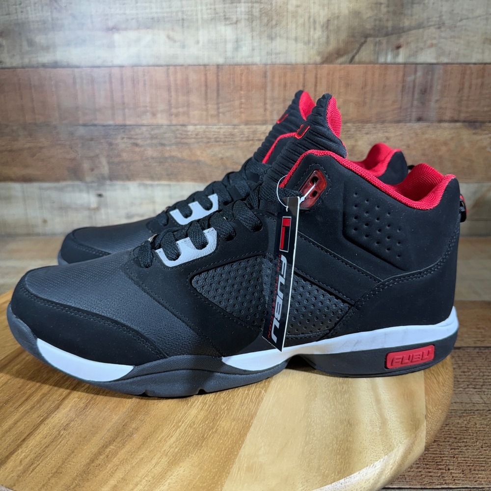 NEW FUBU FB Zone Basketball Sneakers Mens 13 Black Red High Top Shoes Court Y2K
